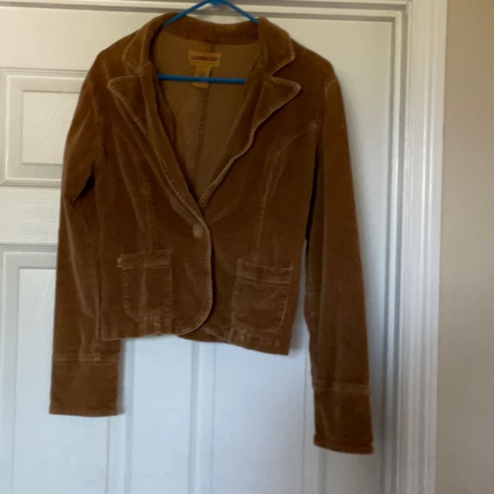 Tan corduroy, cropped brown jacket